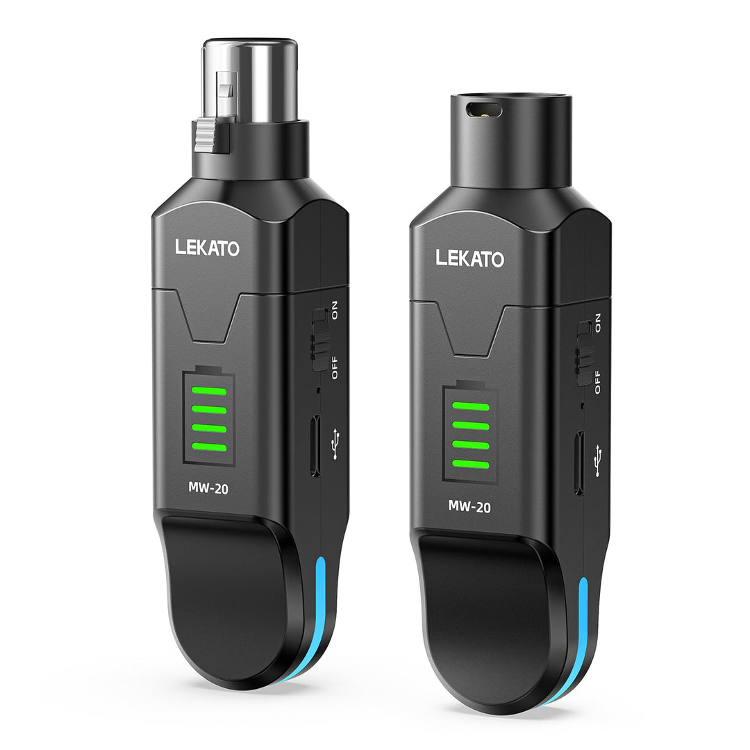 LEKATO 2,4 GHz Funkmikrofonsystem, XLR Sender Empfänger, 48V Phantomspeisung, für Kondensator & Dyna
