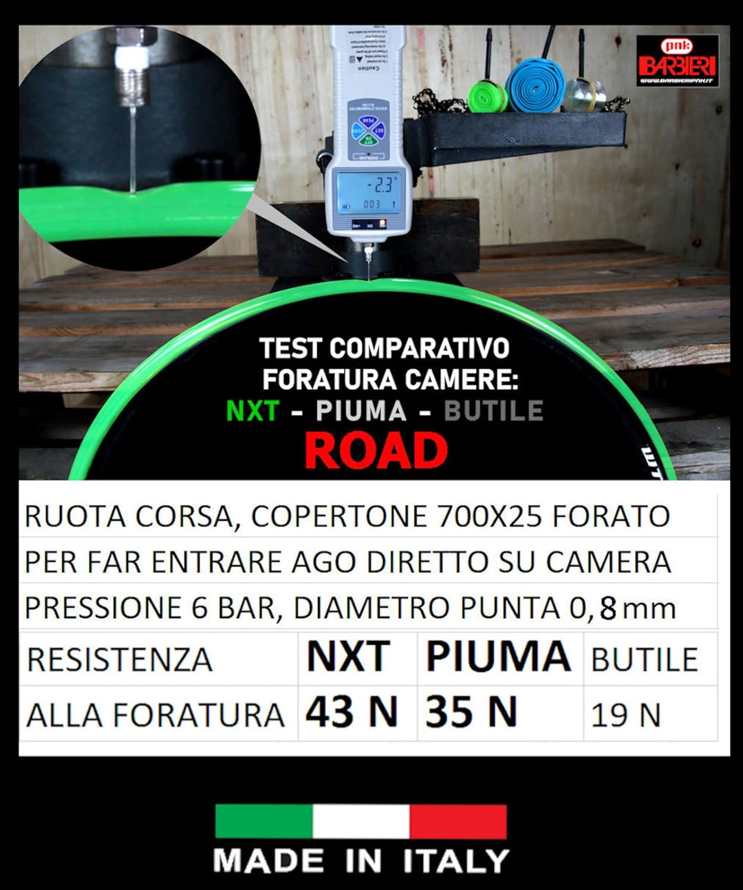 Barbieri NXT Superleichte Gravel-Kamera, für Erwachsene, Unisex, Grün, klein