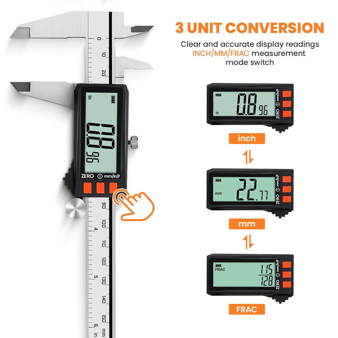 HARDELL Digital Caliper, Rechargeable Digital Caliper with Power Display, Caliper Measuring Tool wit