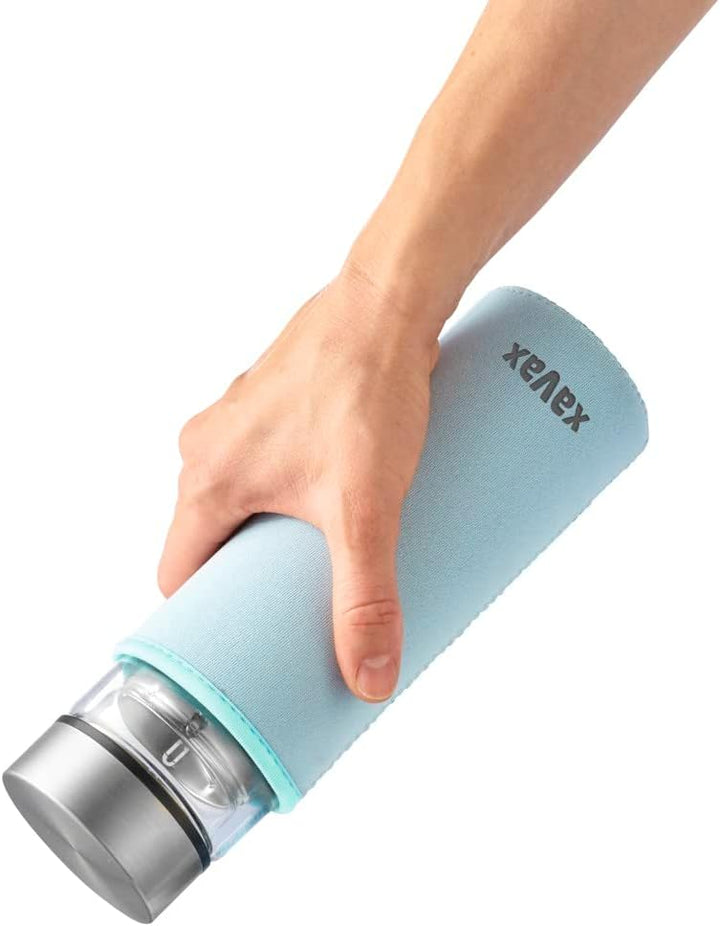 Xavax Trinkflasche aus Glas, 450 ml, mit Filter und Silikonmanschette