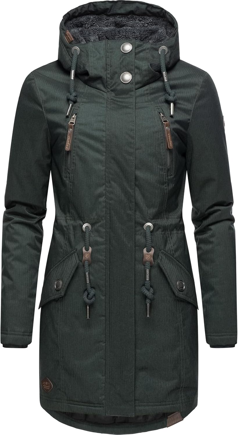 Ragwear Damen Wintermantel warm gefütterter Parka lang wasserdicht mit Kapuze Elsie Melange XS-6XL 3