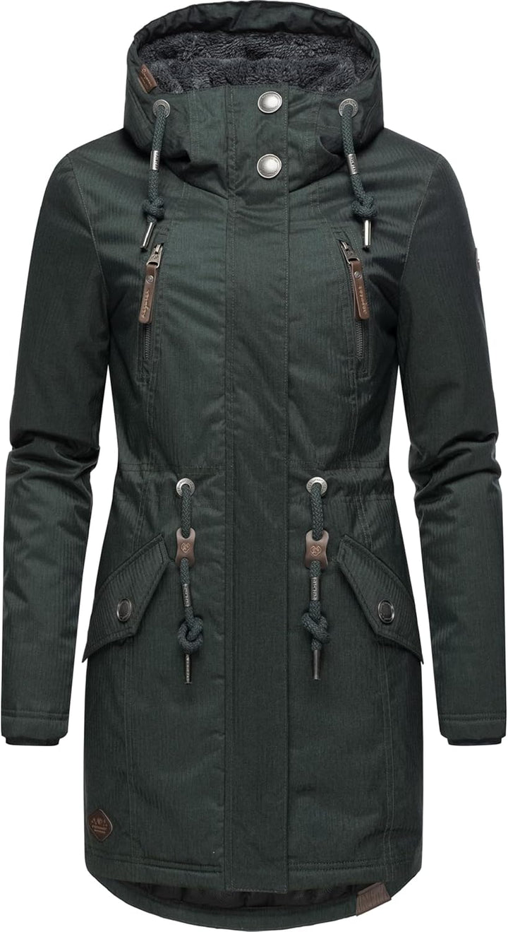 Ragwear Damen Wintermantel warm gefütterter Parka lang wasserdicht mit Kapuze Elsie Melange XS-6XL 3