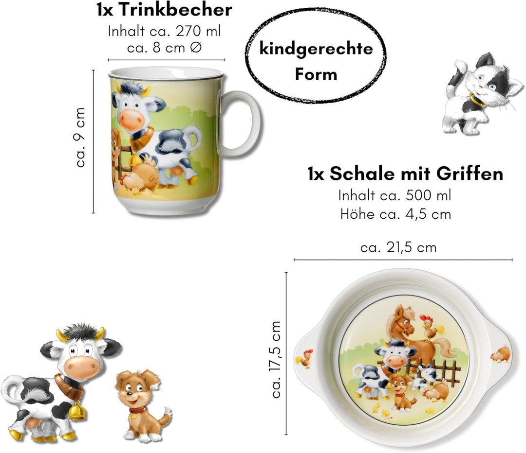 Kindergeschirr-Set Hoftiere, 2-teilig