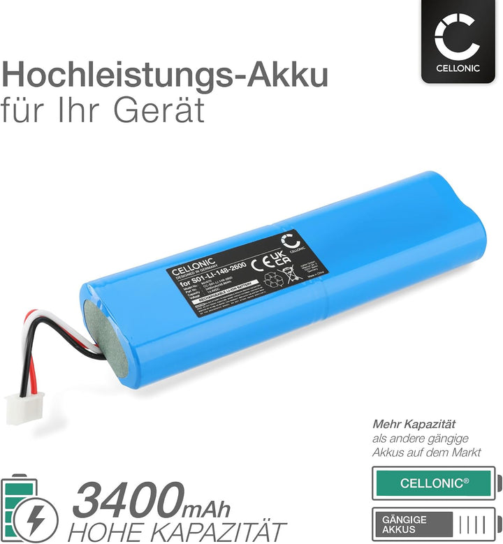 CELLONIC Akku kompatibel mit ECOVACS Deebot DG31, DG36, DN56, N5, 10002743 1x Akku 3400mAh, 1x Akku