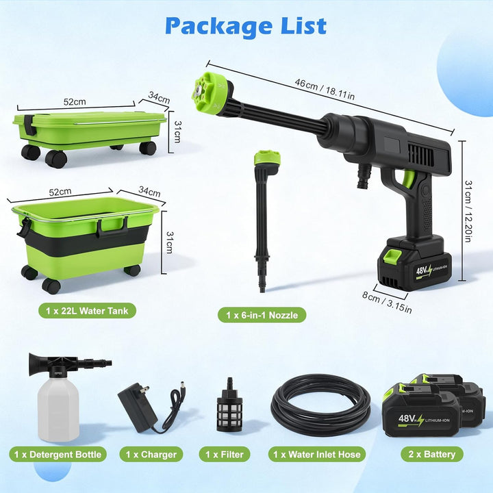 Akku Hochdruckreiniger,Mobiler Hochdruckreiniger mit 4.0Ah Batterie, highsam Pressure Washer 10-Gang