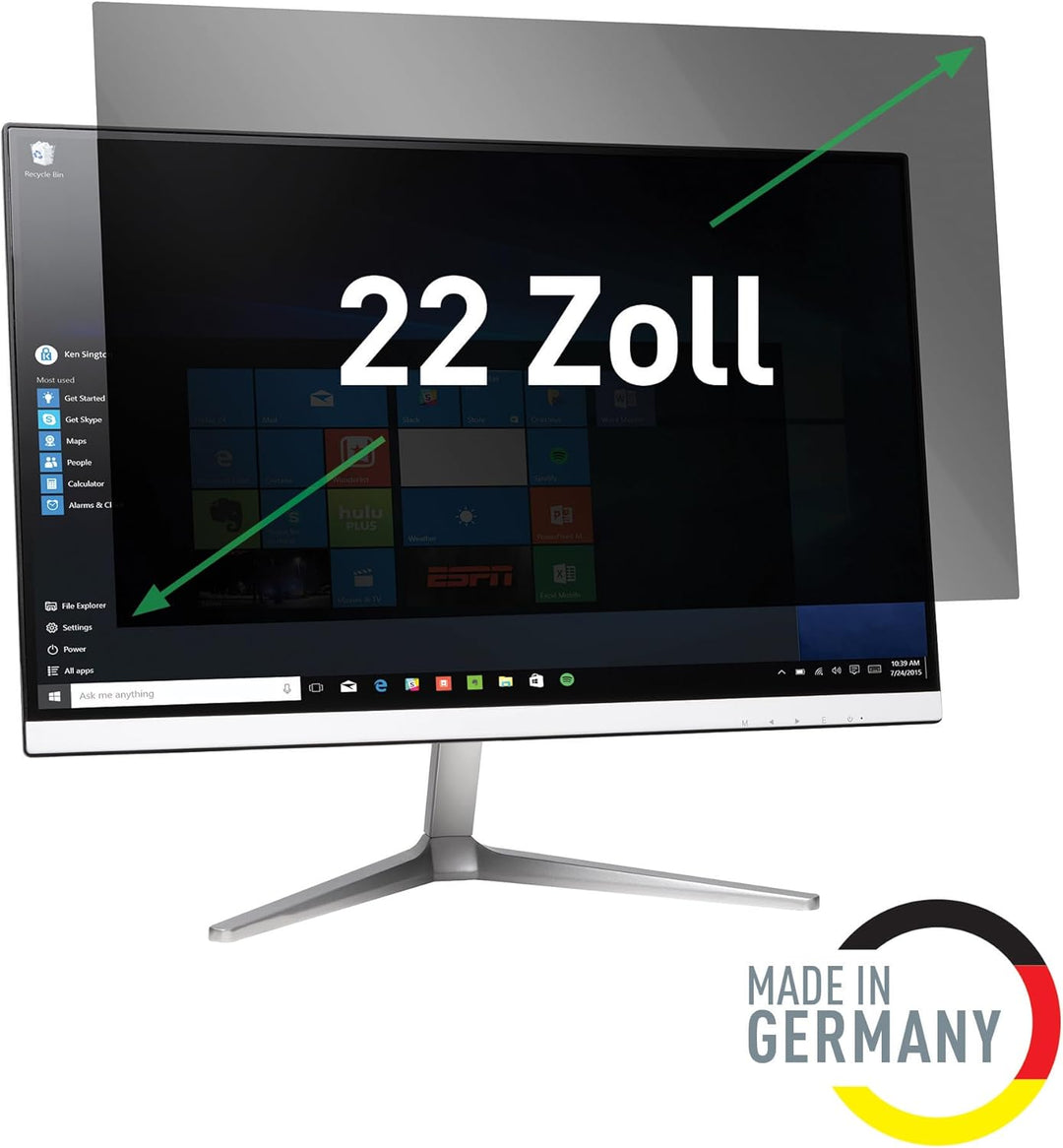 Leitz Monitor Blickschutzfilter 22 Zoll (16:10), Abnehmbare Schutzfolie, Mit Blaulichtfilter und Ble