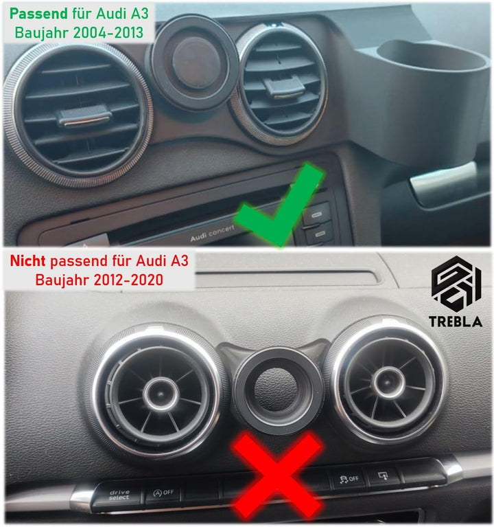 Generisch Handyhalterung kompatibel mit Audi A3 8P (BJ 2004-2013) Plus Getränkehalter, Plus Getränke
