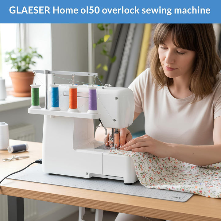 GLAESERhome | Overlock Nähmaschine ol 50 | Näht u. Schneidet in einem Arbeitsschritt | Overlock Masc