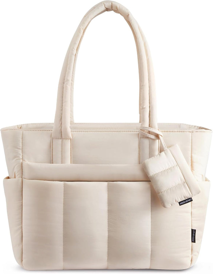 LOVEVOOK Handtasche Damen Shopper Tasche Gross, Leicht Arbeitstasche Puffer Tote Bag mit Reissversch