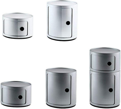 Kartell 4955SI Baukastenelement Componibili rund undurchsichtig Durchmesser 42 x 38,5 cm ABS, silber