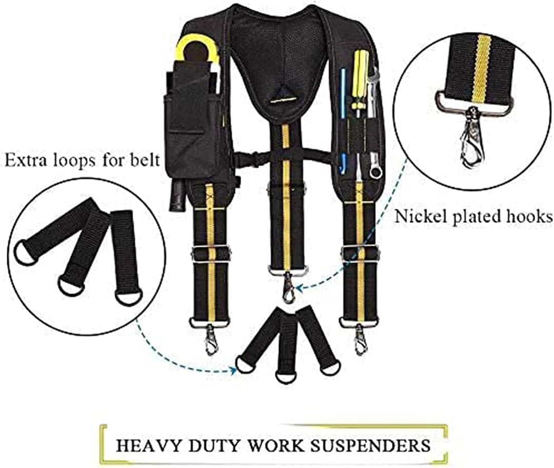 Risegun Werkzeugtaschen Taille, Y-förmiger Werkzeuggürtel Hosenträger Heavy Duty Werkzeuggürtel Mult