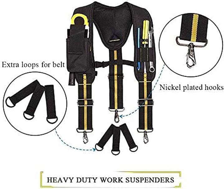 Risegun Werkzeugtaschen Taille, Y-förmiger Werkzeuggürtel Hosenträger Heavy Duty Werkzeuggürtel Mult