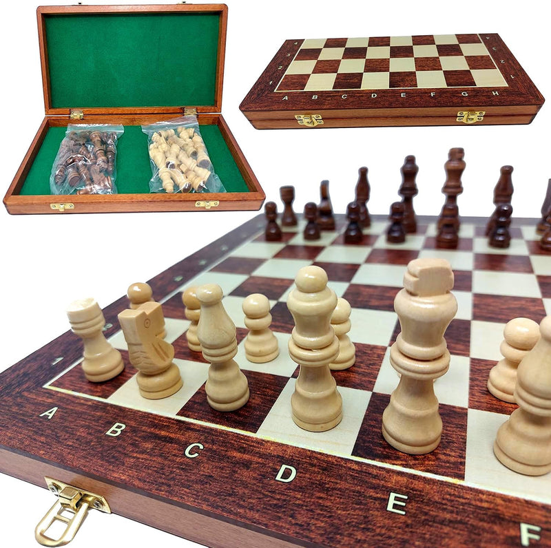 ChessEbook Schachspiel - Hochwertiges Schachbrett aus Holz - Chess Board Set klappbar - Schachbrett-