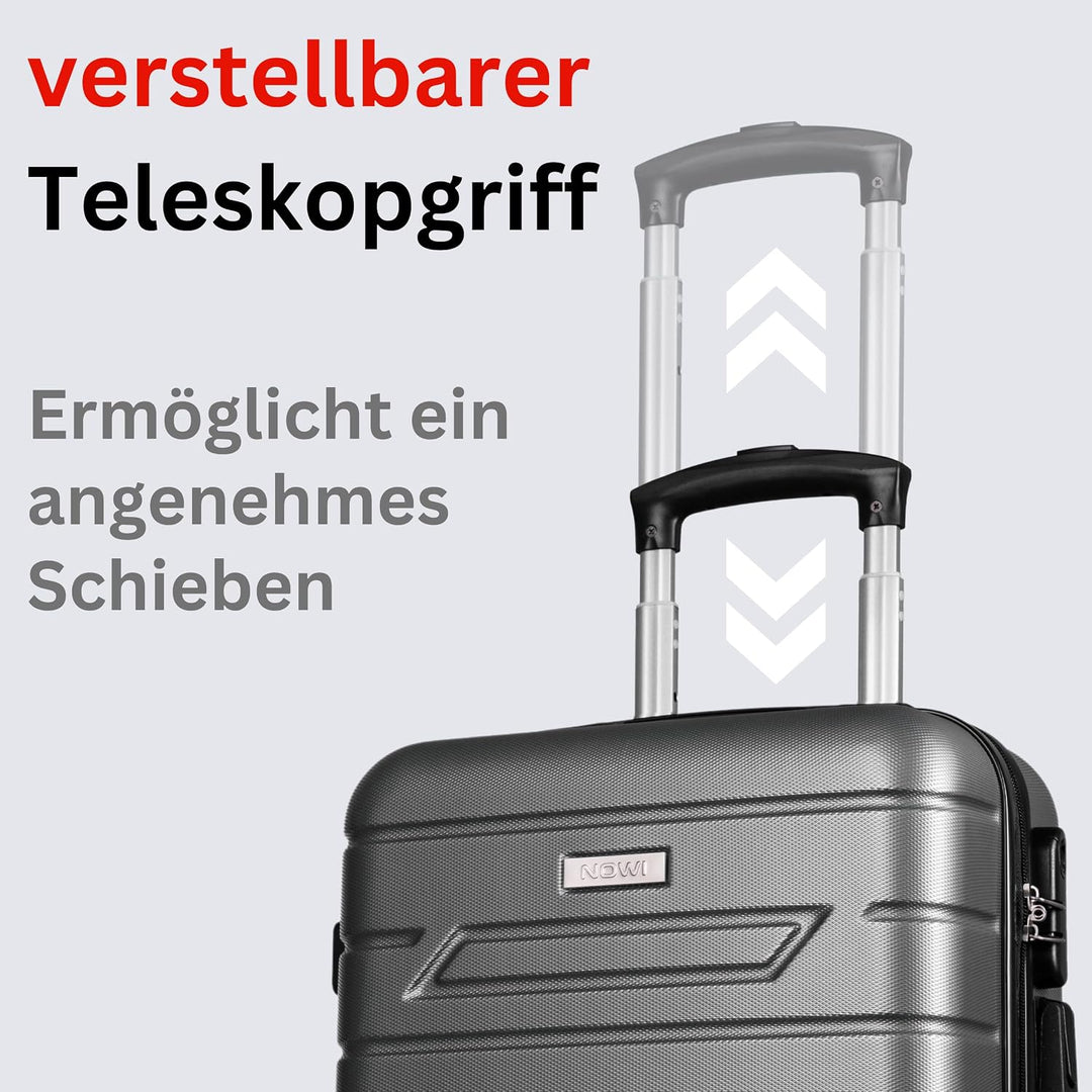 NOWI Bergamo Reisekoffer - Wasserabweisend, 8 Rollen 360° Drehbar, Teleskopgestänge, Voll gefütterte