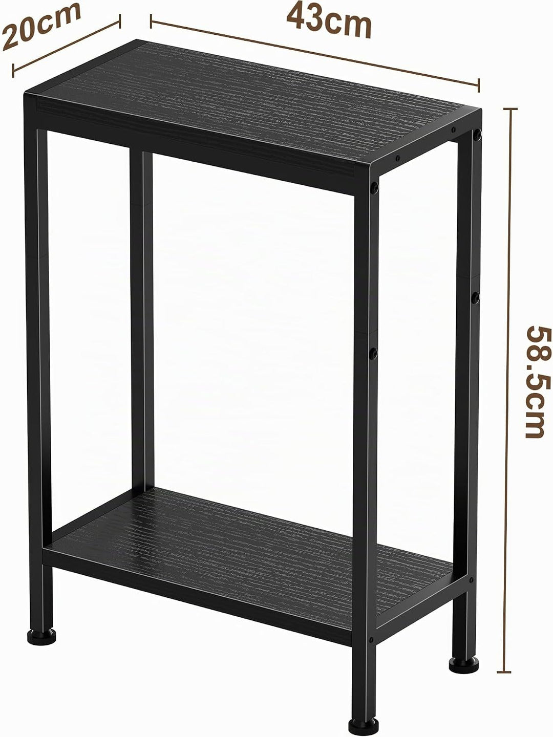 Schmaler Beistelltisch, Nachttisch, 2er Set, 2 Ablagen Nachttisch Schmal mit Stauraum, sofa beistell