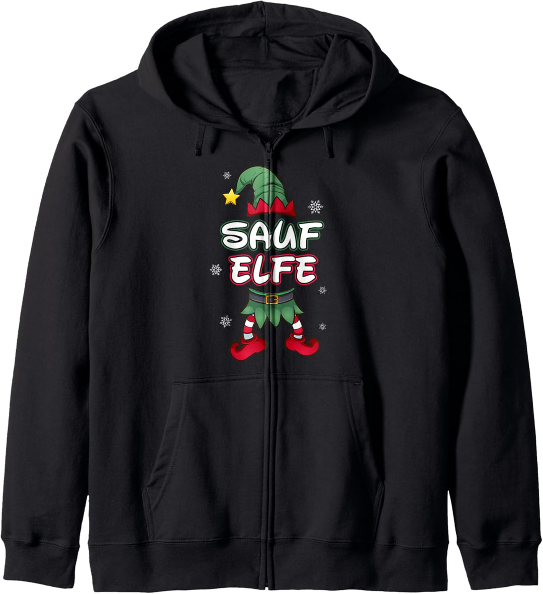 Sauf Elfe Weihnachtsoutfit Partnerlook Geschenk Weihnachten Kapuzenjacke
