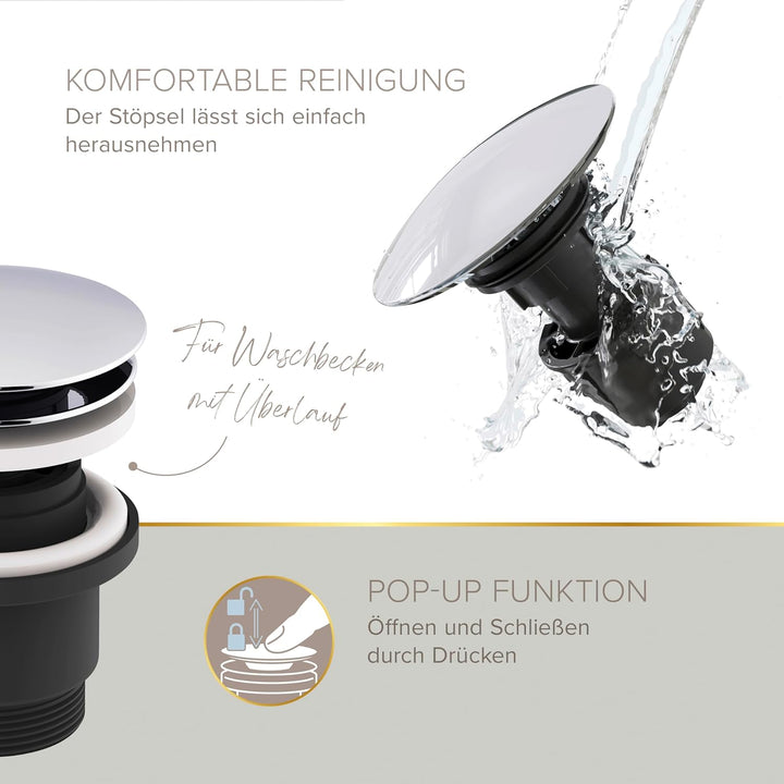 Lenz Niederdruck Waschtischarmatur Bow² in Chrom – 360° schwenkbarer Bogenauslauf – Mit EasyClean Po