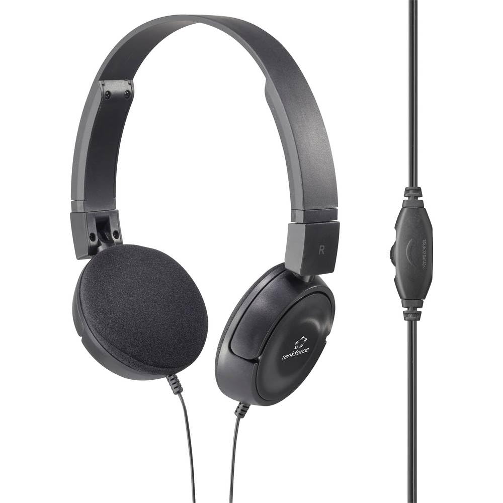 Renkforce RF-HS-130 On Ear Kopfhörer kabelgebunden Stereo Schwarz Lautstärkeregelung