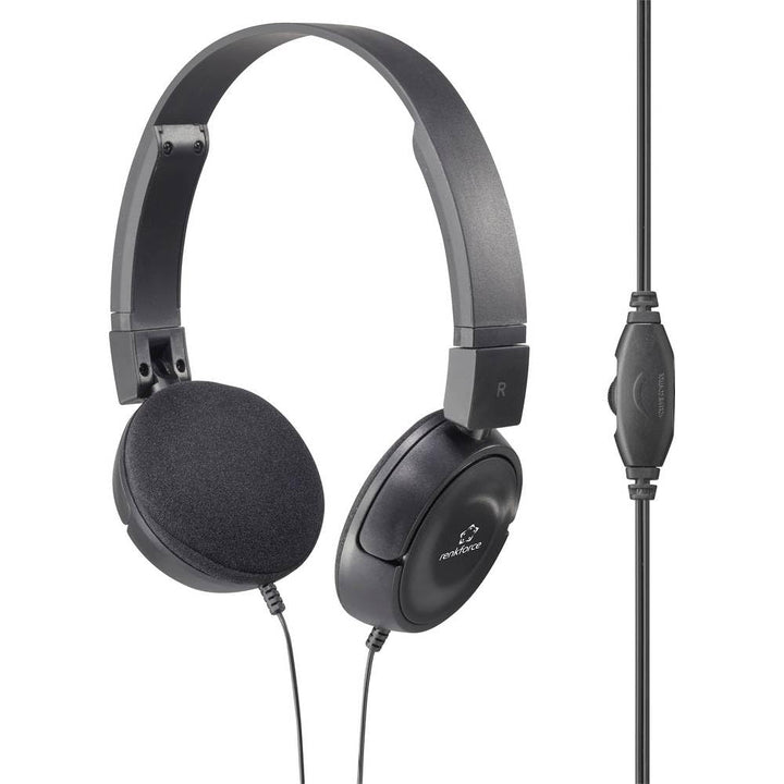 Renkforce RF-HS-130 On Ear Kopfhörer kabelgebunden Stereo Schwarz Lautstärkeregelung