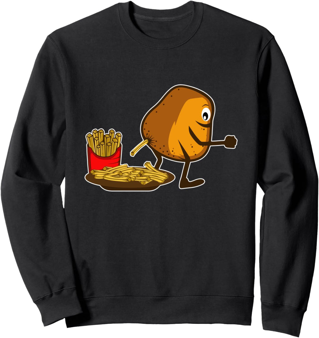 French Fries Potato Pooping Fries Humor Sweatshirt