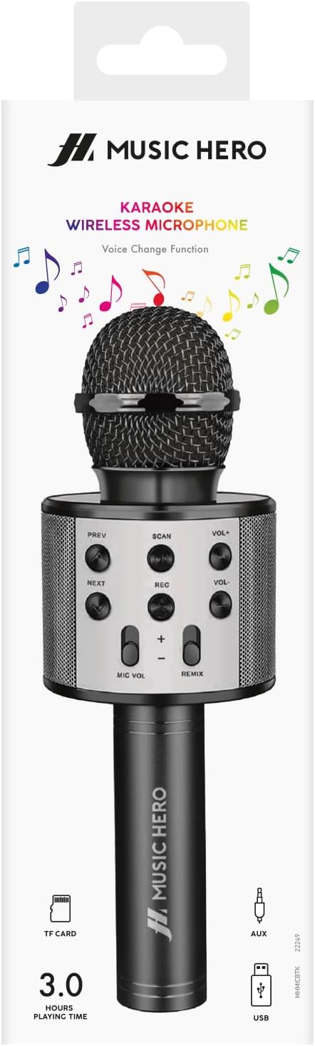 Music Hero Karaoke-Mikrofon, kabellos, mit Effekten, Karaoke-Lautsprecher, 5 Watt