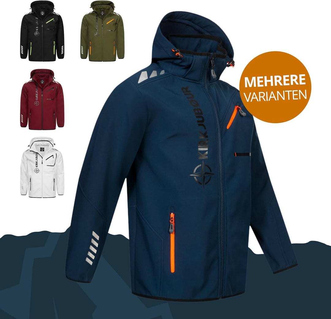 Kirkjubøur® Herren SOFTSHELLjacke 10.000 mm Wassersäule mit Kapuze und Fleecefutter, atmungsaktiv un