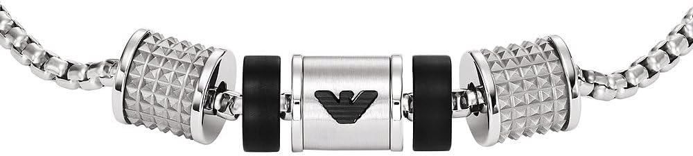 EMPORIO ARMANI Armband für Männer, Onyx Rondelle Armband, Länge: 190mm+20mm, Breite: 36.5mm, Höhe: 8