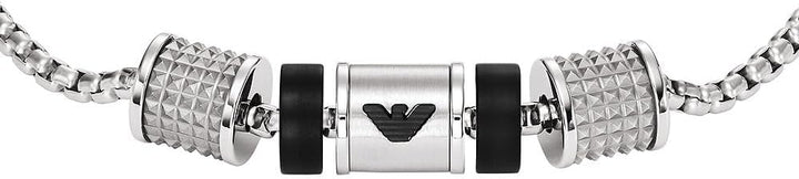 EMPORIO ARMANI Armband für Männer, Onyx Rondelle Armband, Länge: 190mm+20mm, Breite: 36.5mm, Höhe: 8