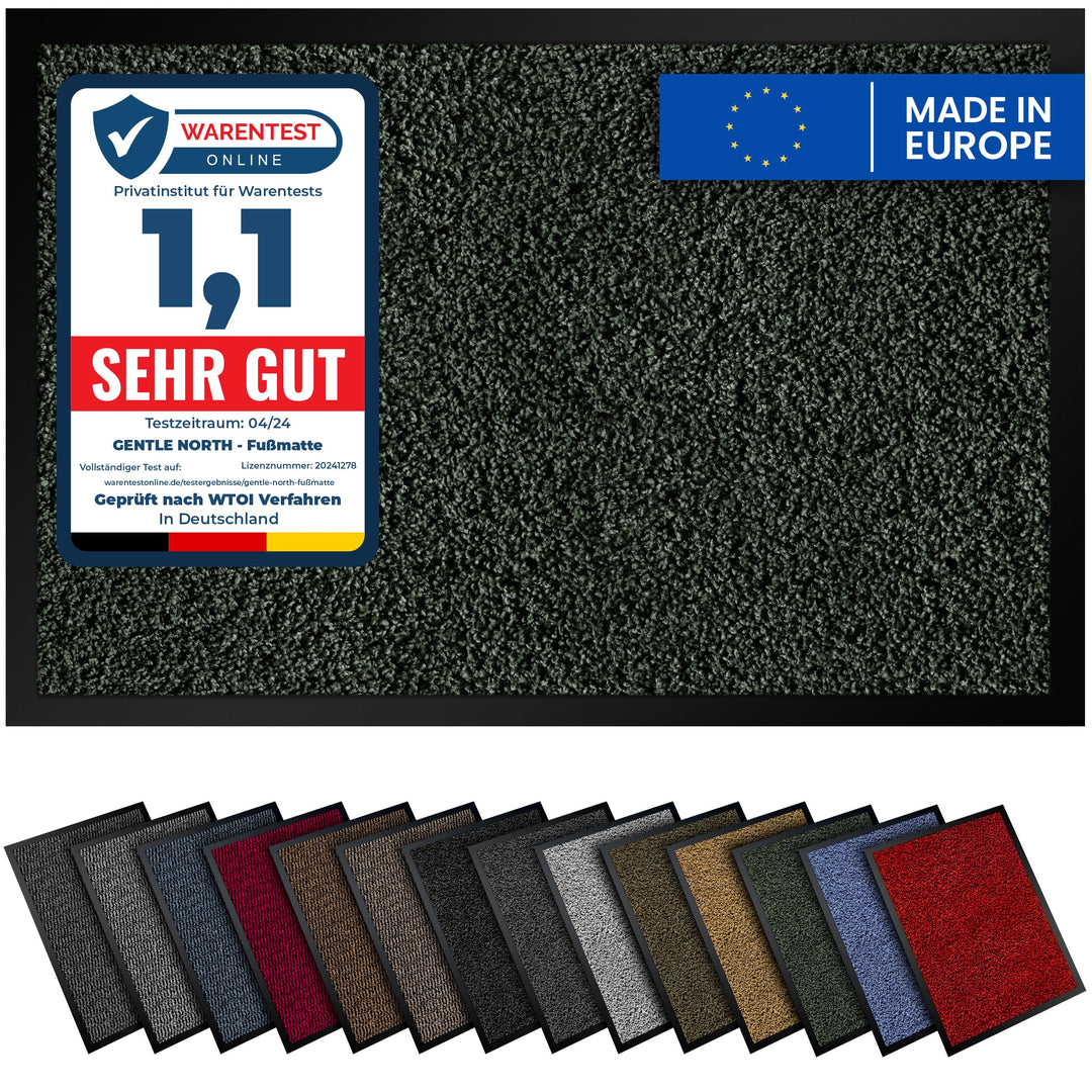 Gentle North Hochwertige Fussmatte grün 60x80 gross für Innen & Aussen - Schmutzfangmatte rutschfest