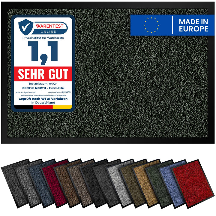 Gentle North Hochwertige Fussmatte grün 60x80 gross für Innen & Aussen - Schmutzfangmatte rutschfest