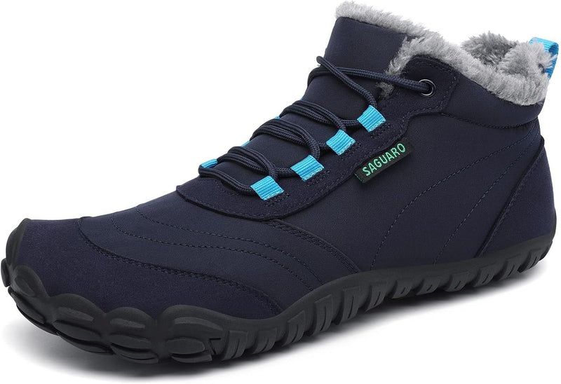 SAGUARO Winter Barfussschuhe Warm Gefüttert Winterschuhe für Damen Herren,EU Gr.36-48 36 EU Dunkelbl