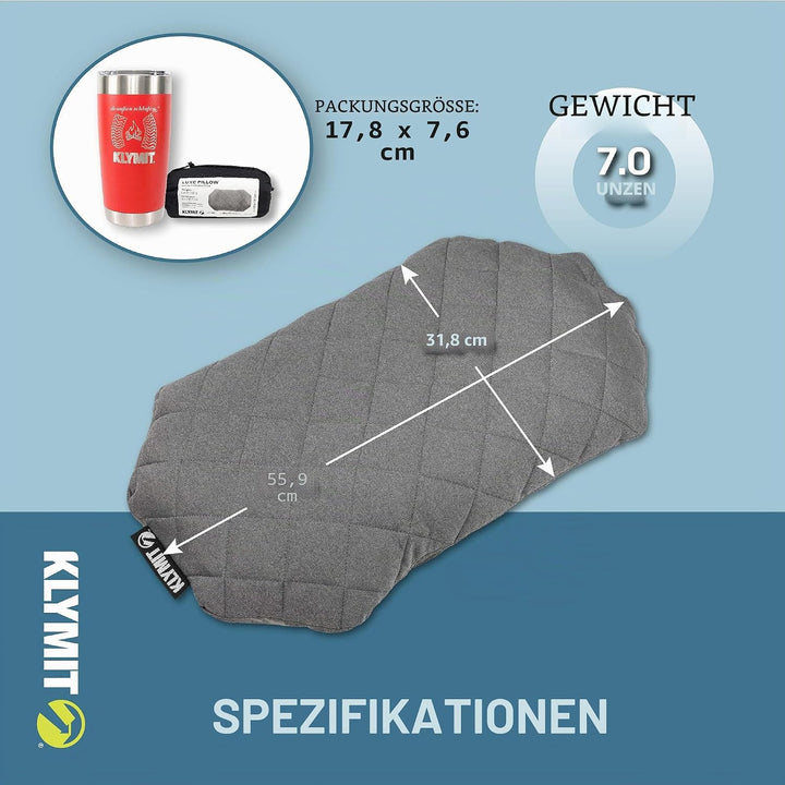 Klymit Luxe Kissen, Grau, 1 Stück (1 Stück)