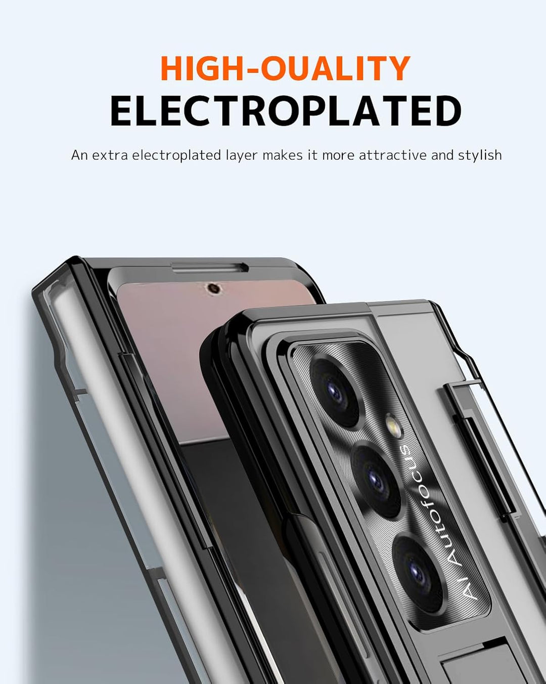 NINKI für Samsung Galaxy Z fold 7 Hülle mit S Pen Scharnierschutz,Luxus Beschichtung Transparent Cov