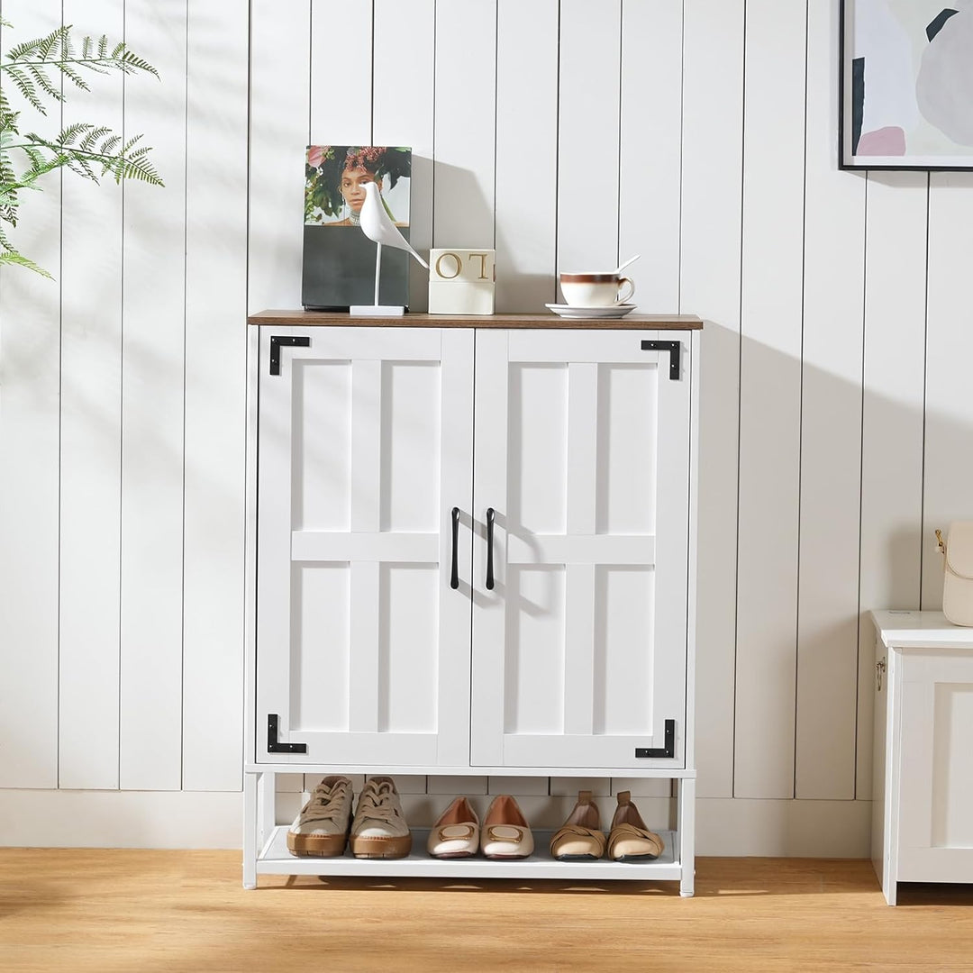 HOOBRO Schuhschrank, 6-stöckiges Schuhregal, Landhausstil, mit verstellbaren Ablagen, freistehend, S