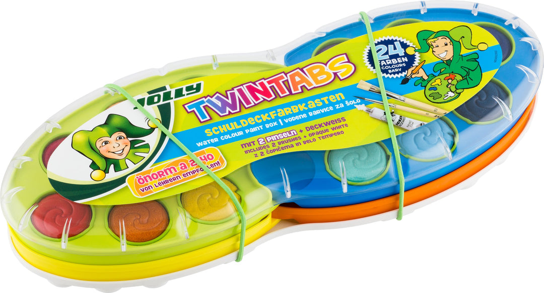 JOLLY TwinTabs Deckfarbkasten, 24 Deckfarben, Malpalettenfunktion durch Click-Technik 24 Farben, 24