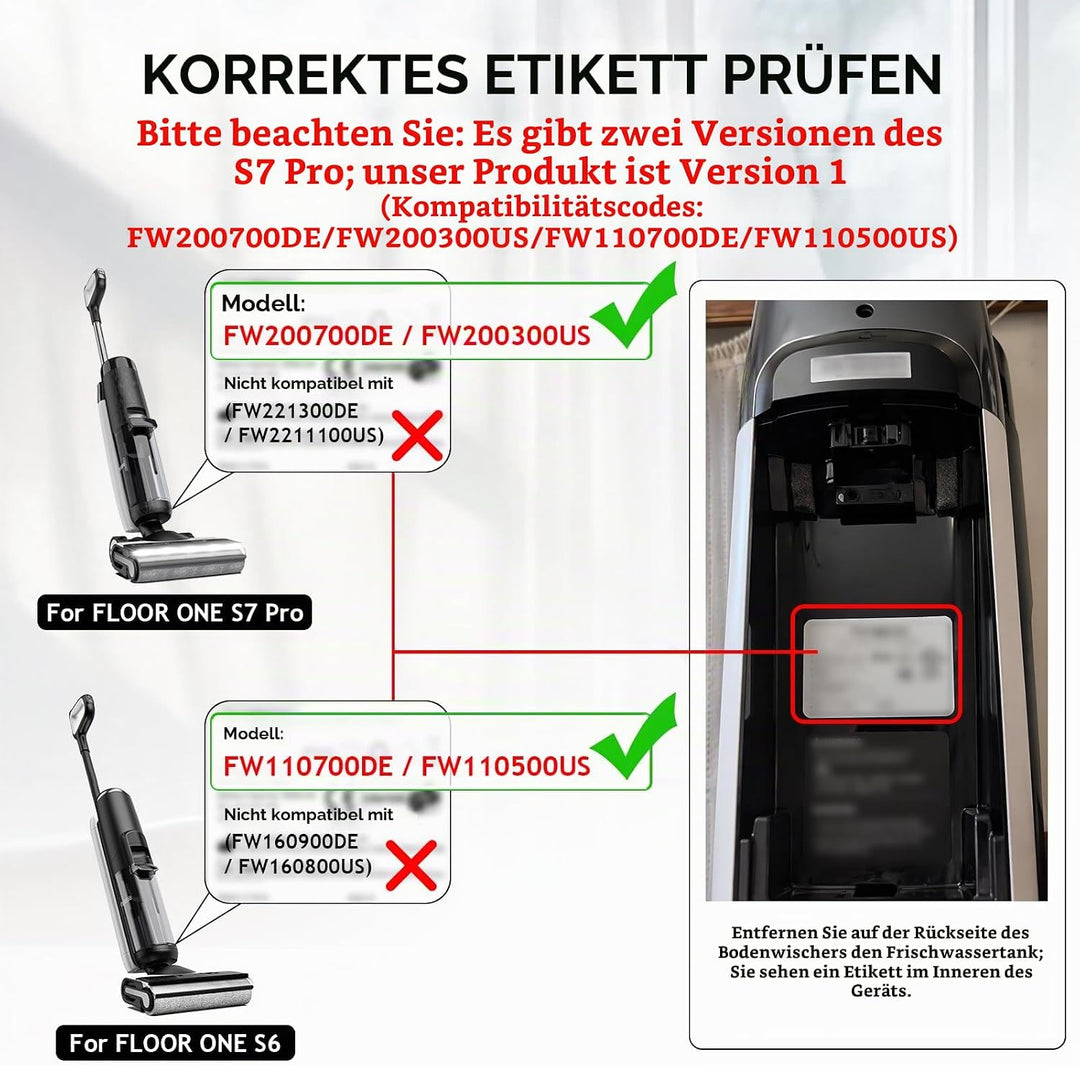 Bürstenrolle + Filter Ersatzteile für Tineco Floor One S7 PRO / S6 Nass-und Trockensauger, Zubehör 2