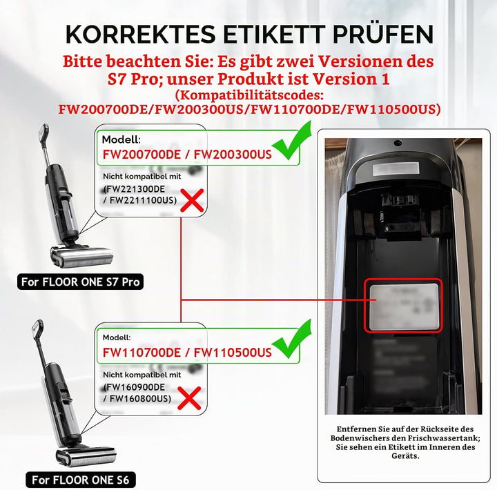 Bürstenrolle + Filter Ersatzteile für Tineco Floor One S7 PRO / S6 Nass-und Trockensauger, Zubehör 2