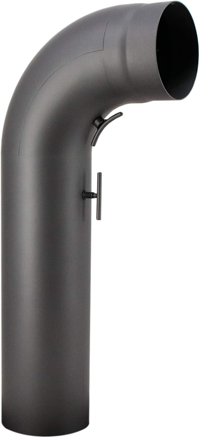 LANZZAS Ofenrohr Set 90° Grad gezogen kurz mit Tür, im Durchmesser, DN Ø 150 mm, Farbe: gussgrau - w