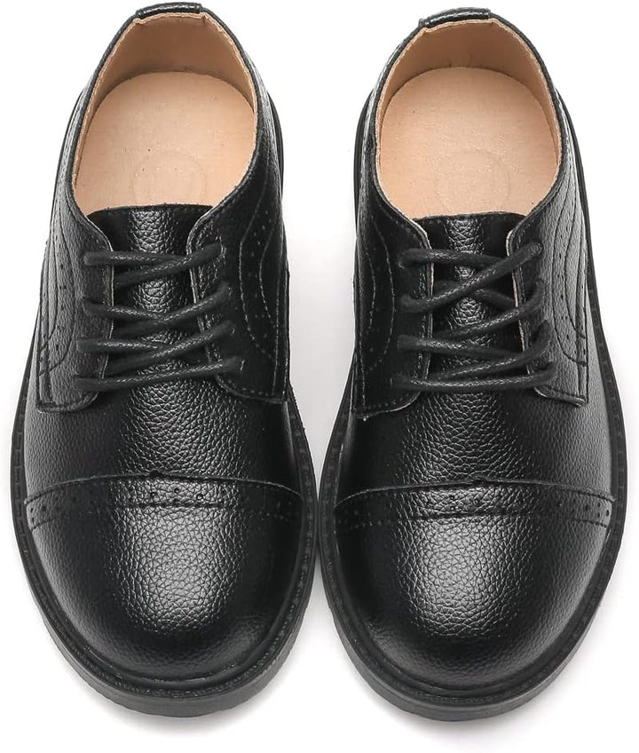 DADAWEN Jungen Anzugschuhe Schule Uniformschuhe Schnürhalbschuhe 25 EU Schwarz, 25 EU Schwarz