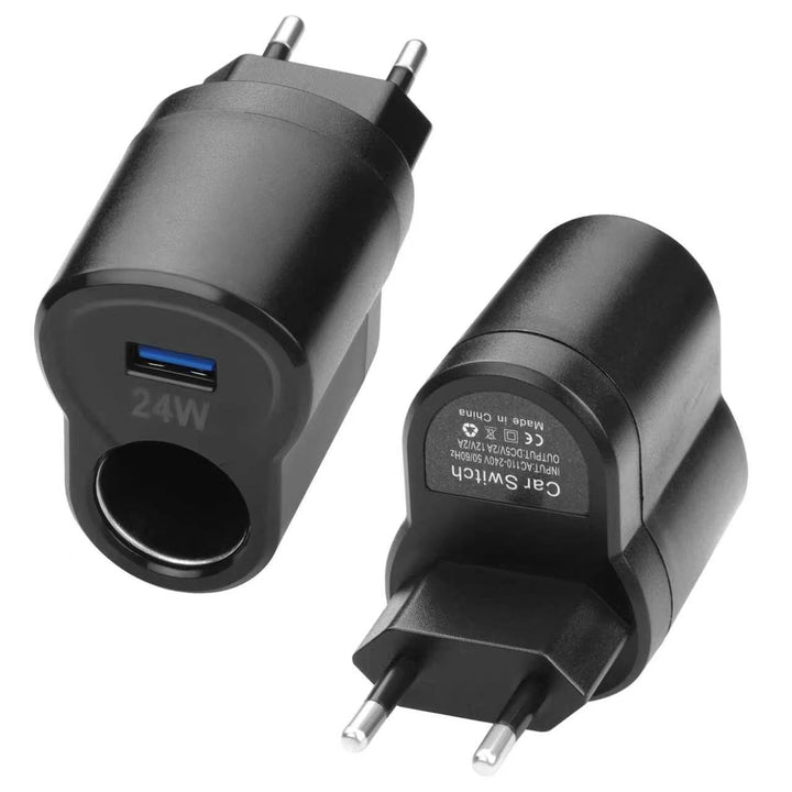 EU-Stecker 240V auf 12V USB-Zigarettenanzünder-Adapter, 2PCS