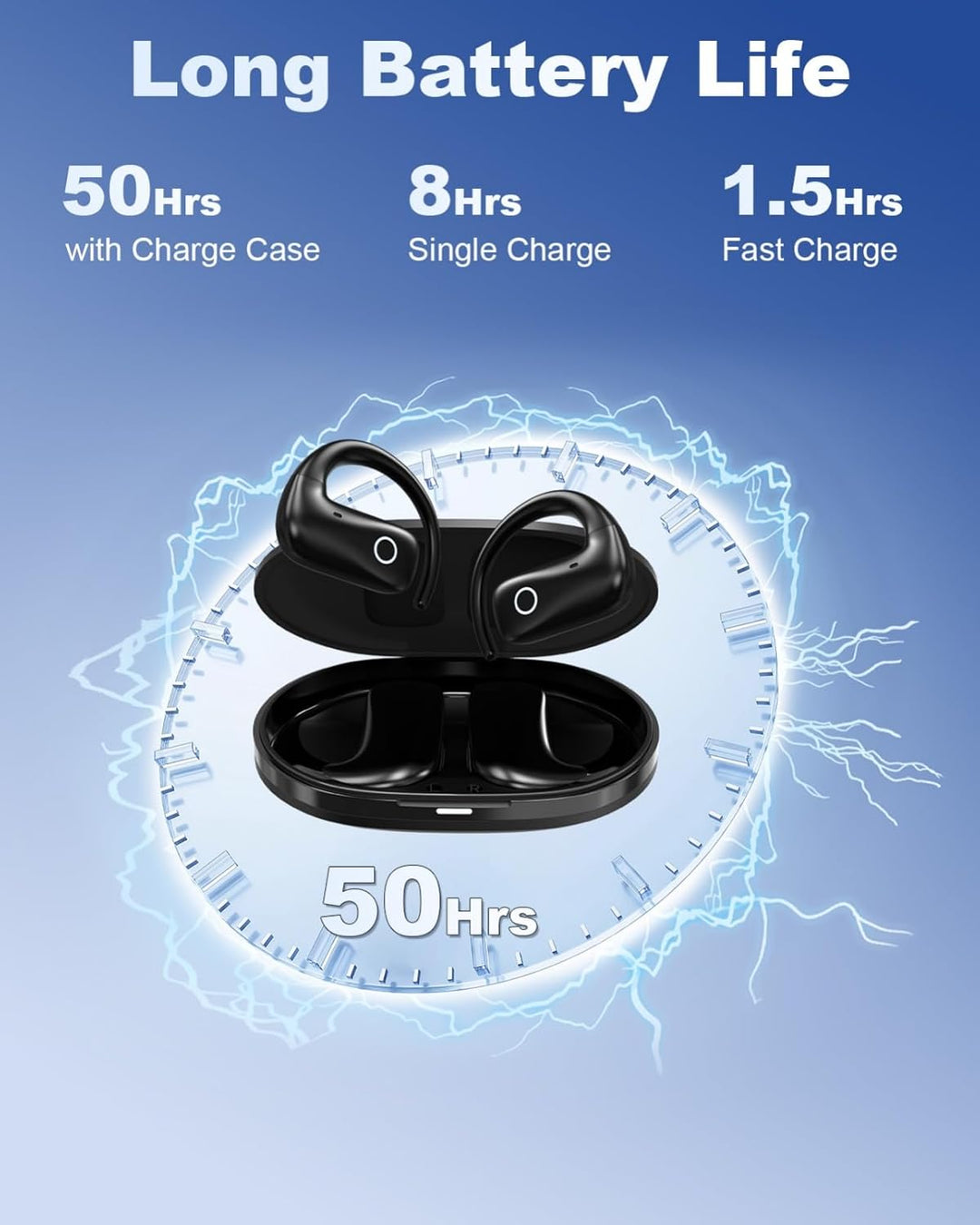 Wantek Open Ear Kopfhörer Bluetooth 5.3, Offene Kopfhörer Kabellos mit Mikrofon, HiFi-Sound Klare An