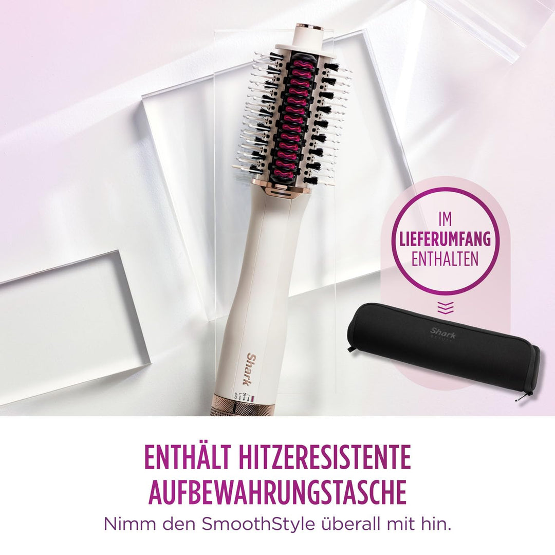 Shark SmoothStyle Warmluftbürste mit Glättungskamm, inkl. Aufbewahrungstasche, Nasshaar-Modus, Trock