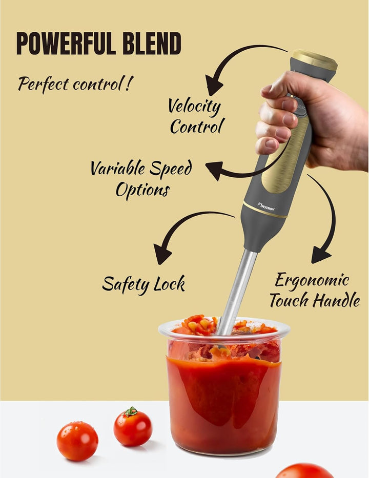 Bestron Stabmixer, Pürierstab mit 2 Geschwindigkeitsstufen &amp; ergonomischer Handgriff, inkl. Turbofun