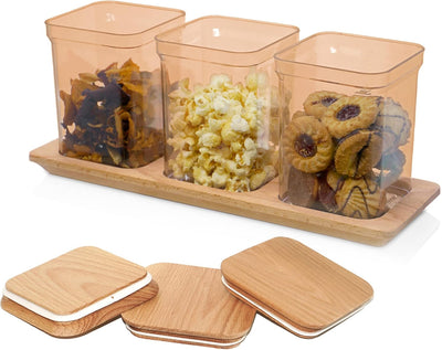 Lashuma Aufbewahrungsboxen Küche 1 l, 3x Lebensmittelbehälter Plastik, Nudeldosen Braun - Bernstein,