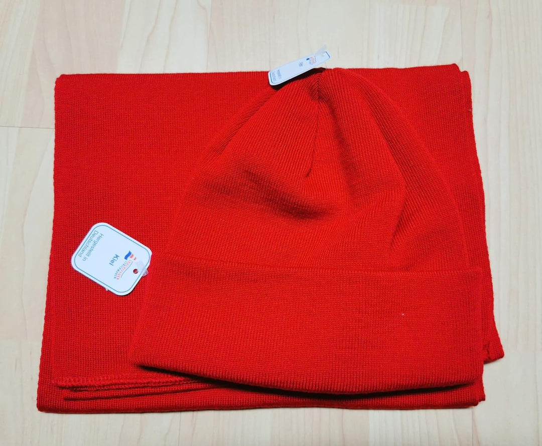 Leuchtfeuer Schal Kiel 100% Merinowolle, Made in Germany ca. 28 x 180 cm（marine） Rot, Rot
