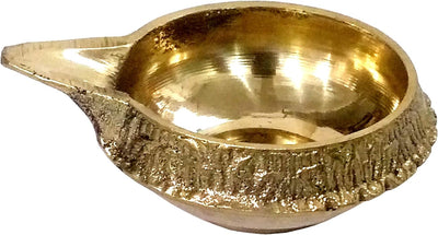 Purpledip Brass Diya Deepak Kuber Vilakku: Set mit zwei Öllampen für Dekor, Puja/Diwali, Beleuchtung