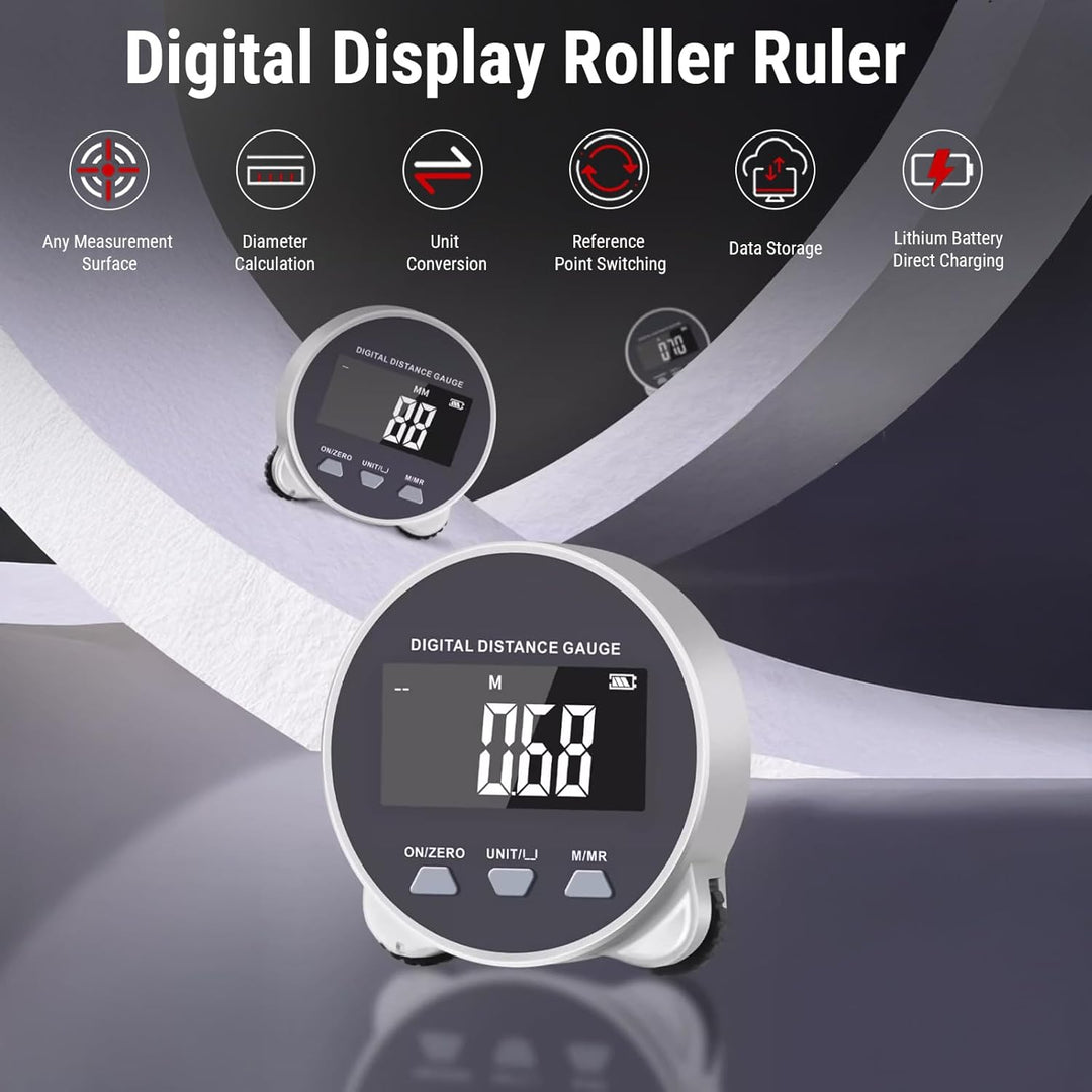 Digitales Rolllineal, Messrad Klein Digital, Elektronisches Massband mit LCD-Bildschirm, zum Messen