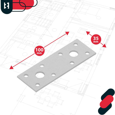 KOTARBAU Lochplatten 96 x 40 mm Verzinkt Silber Flachverbinder Holzverbinder Innen – Aussenbereich L