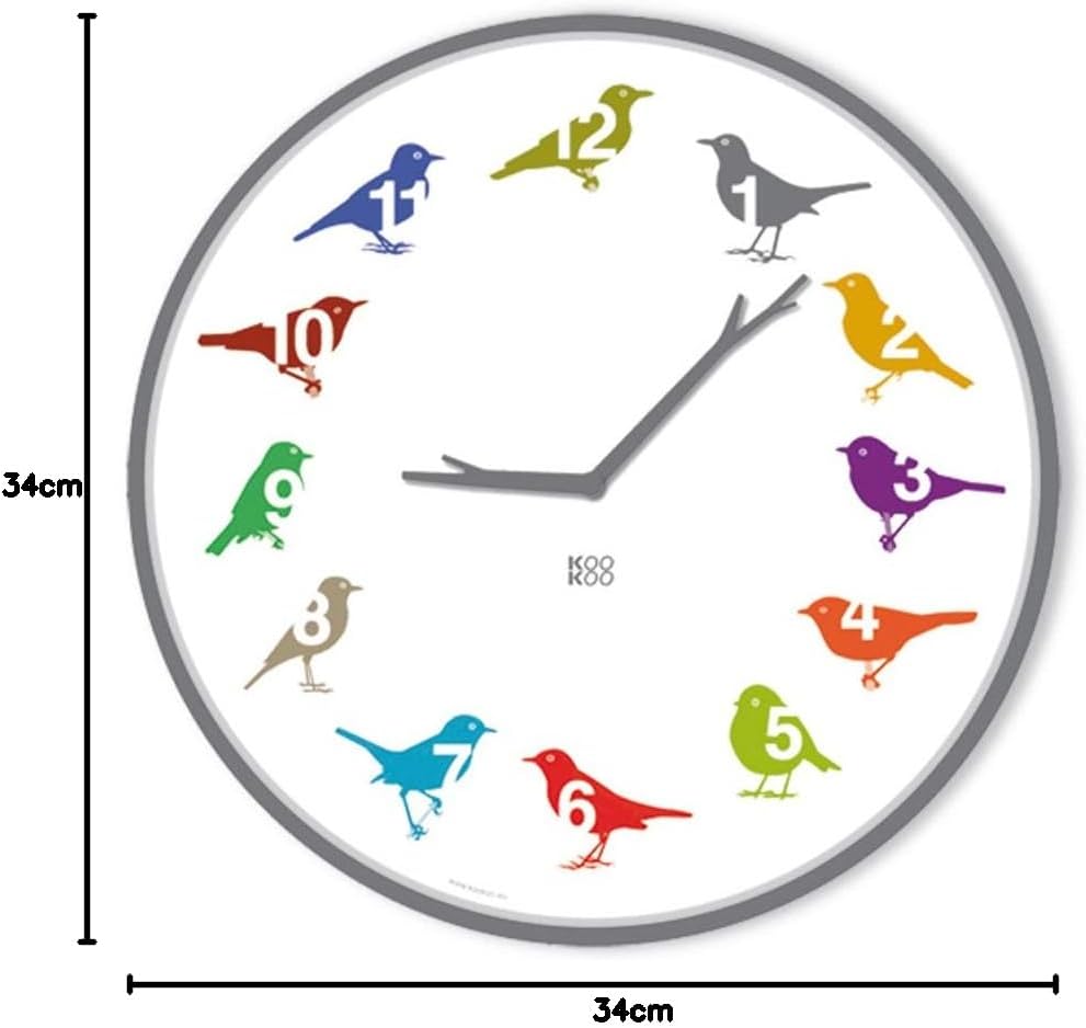 KOOKOO UltraFlat Color, Moderne Singvogeluhr mit 12 heimischen Vogelstimmen, Color