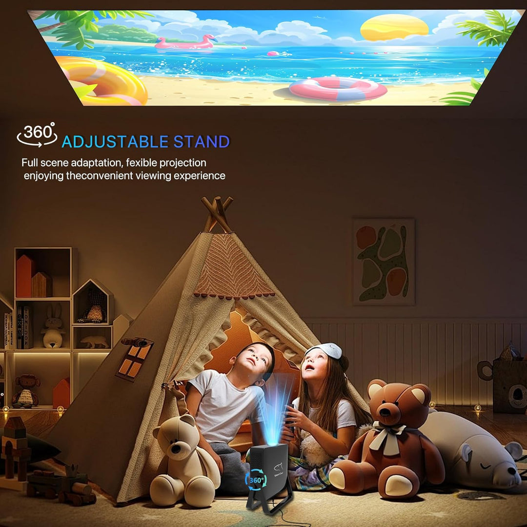 2026 Upgraded 4k Support Smart Mini Projector with WiFi and Bluetooth, 360° Rotation Stand, Auto Key